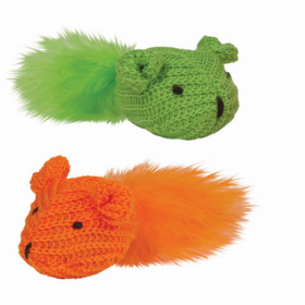 KB Knit Mouse with Feather 2Pk