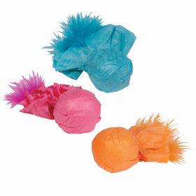 KB Paper Ball Rattlers with Feather 3pk