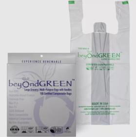 beyondGREEN Plant-Based Large Take Out / Grocery / Multi-Purpose Bags with Handles