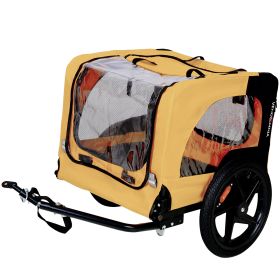 Yellow Outdoor Heavy Duty Foldable Utility Pet Stroller Dog Carriers Bicycle Trailer