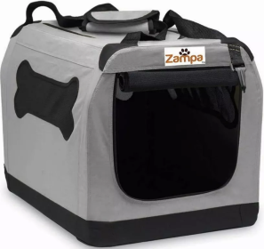 Zampa Pet Portable Crate, Comes with A Carrying Case (Color: grey, size: 24" x 16.6" x 16.5")