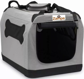 Zampa Pet Portable Crate, Comes with A Carrying Case (Color: grey, size: 28" x 20.5" x 20.5")