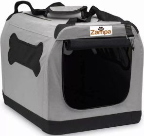 Zampa Pet Portable Crate, Comes with A Carrying Case (Color: grey, size: 32" x 23" x 23")