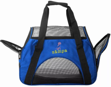 Zampa Airline Approved Soft Sided Pet Carrier (Color: Blue, size: 19" x 13" x 10")