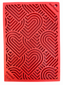 Heart Design "Love" eMat Enrichment Lick Mat (Color: Red, size: small)