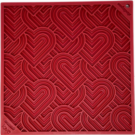 Heart Design "Love" eMat Enrichment Lick Mat (Color: Red, size: large)