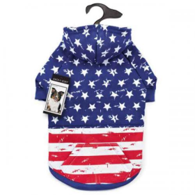 ZZ Distressed American Flag Hoodie (Color: Red White Blue, size: small)