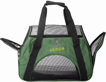 Zampa Airline Approved Soft Sided Pet Carrier (Color: Olive Green, size: 15" x 17" x 7")