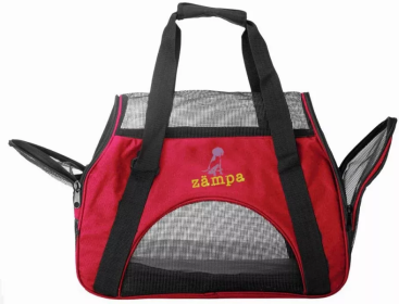 Zampa Airline Approved Soft Sided Pet Carrier (Color: Red, size: 15" x 17" x 7")