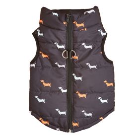 Cartoon Cardigan Waistcoat with Zipper Tractive Hole for Dogs (Type: BlackdogS)