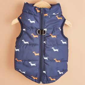 Cartoon Cardigan Waistcoat with Zipper Tractive Hole for Dogs (Type: BluedogM)