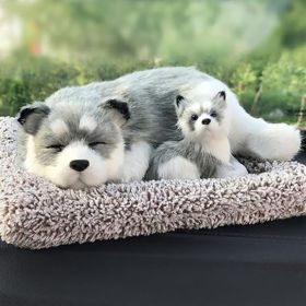 A Variety Of Multi-color Simulation Animal Toys Simulation Dog Cat Cushion Set Home Car Decoration Children Girlfriend Girlfriend Gift Graduation Gift (Items: Husky Mother And Child Models)