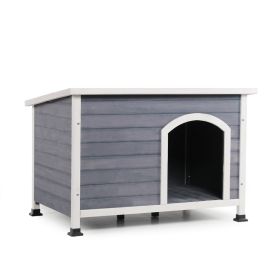 Outdoor Wooden Dog House with Hinges; Raised Feet; Openable Asphalt Roof&Removable Floor (Color: as Pic)
